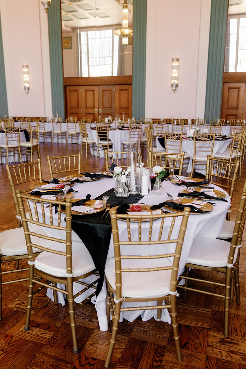 the civic center music hall reception area for an oklahoma city wedding