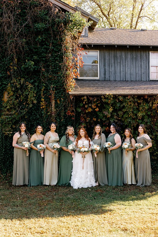 the bridal party wearing dresses from wedding dress stores in okc
